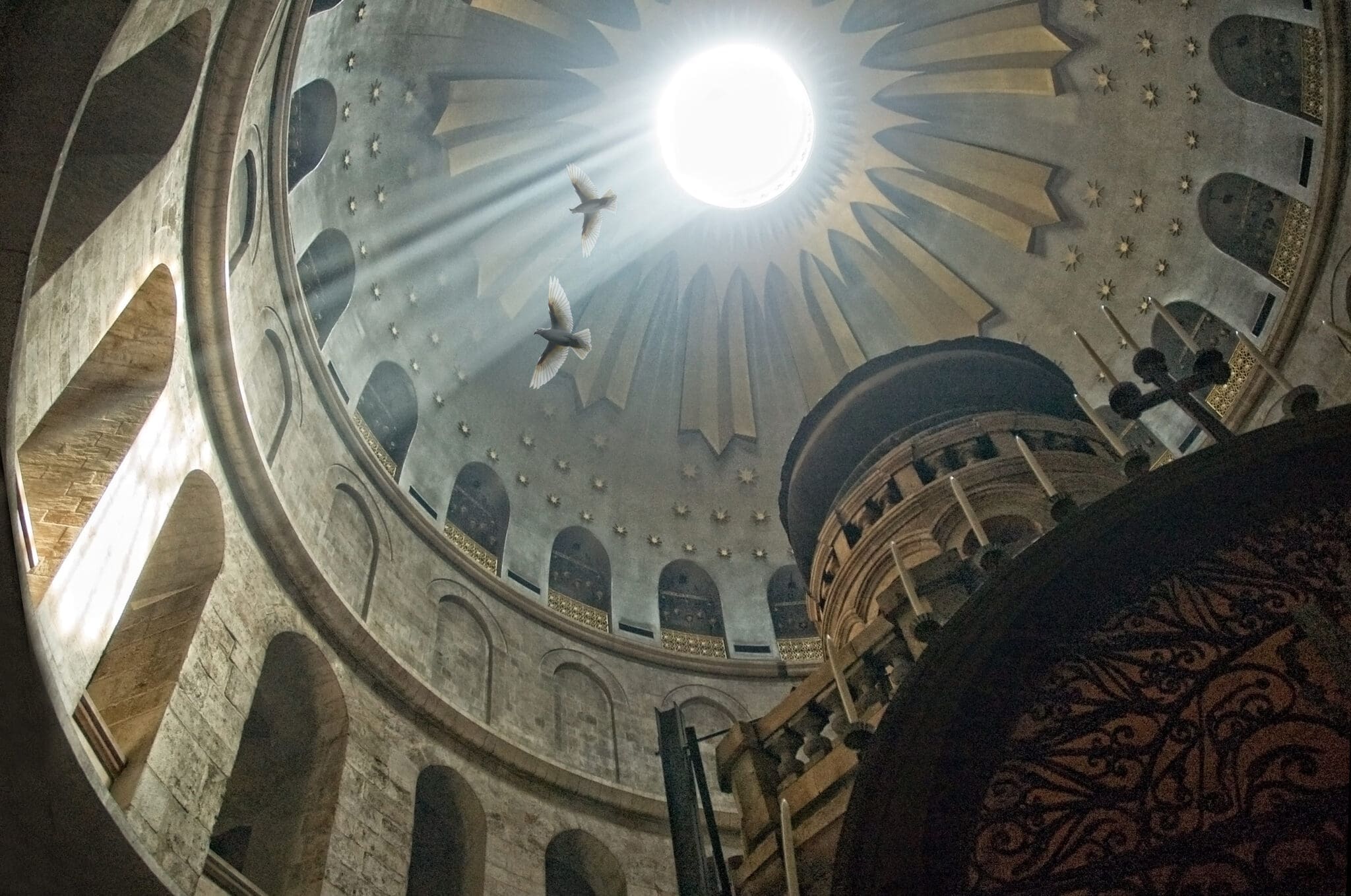 Light falling through the dome of the Church of the Holy Sepulchre