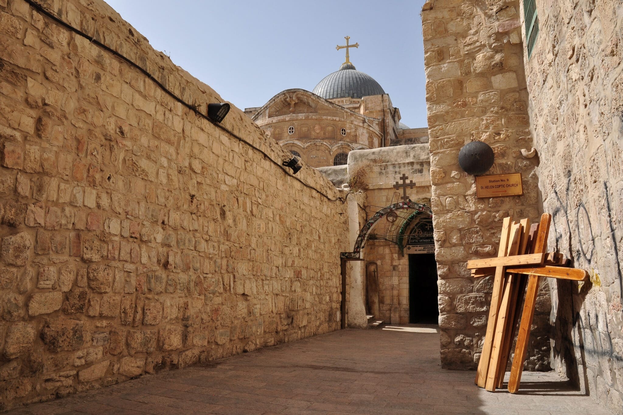 The courtyard of the Church of the Holy Sepulchre