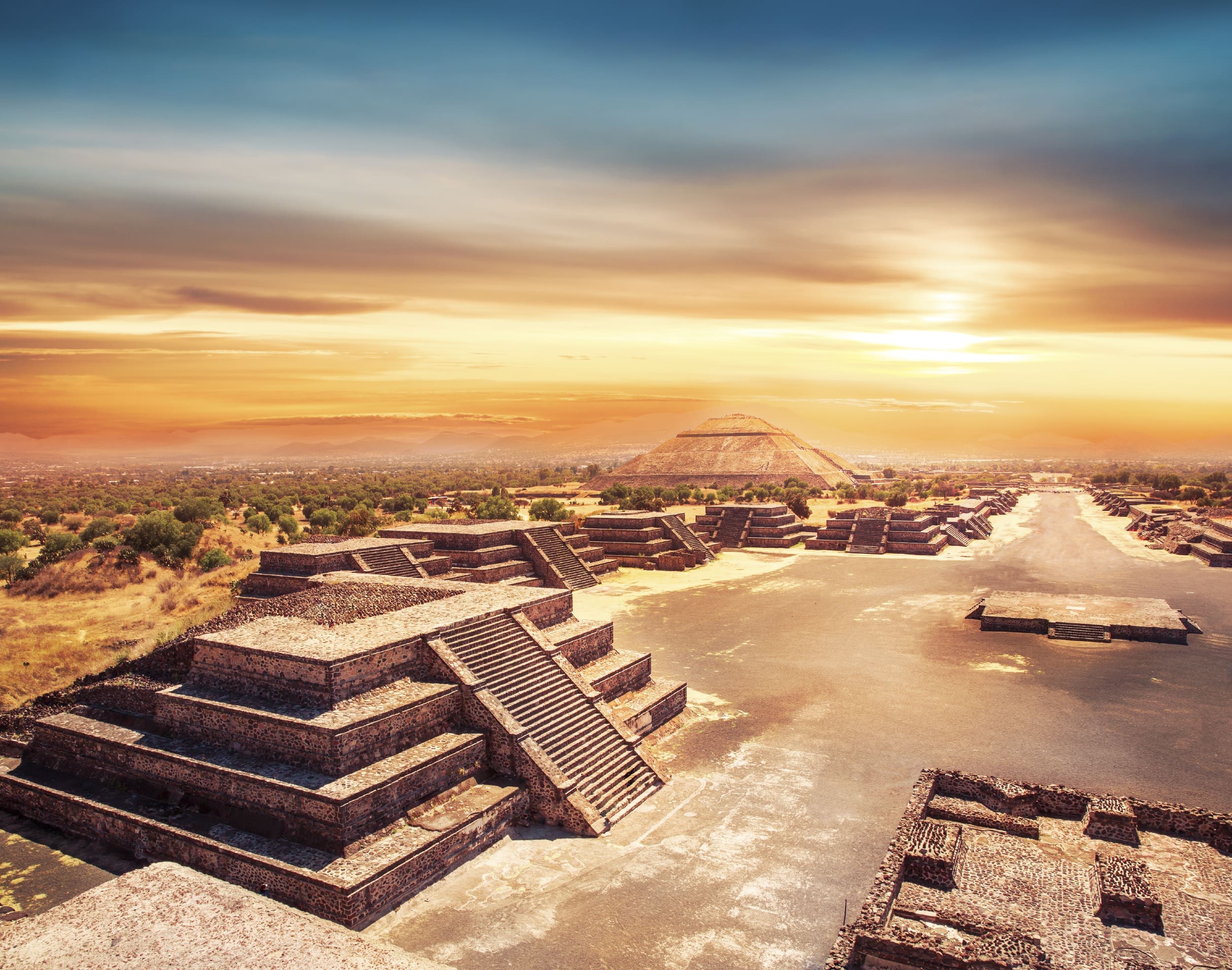 The Pyramid of the Sun and the Avenue of the Dead at Teotihuacan