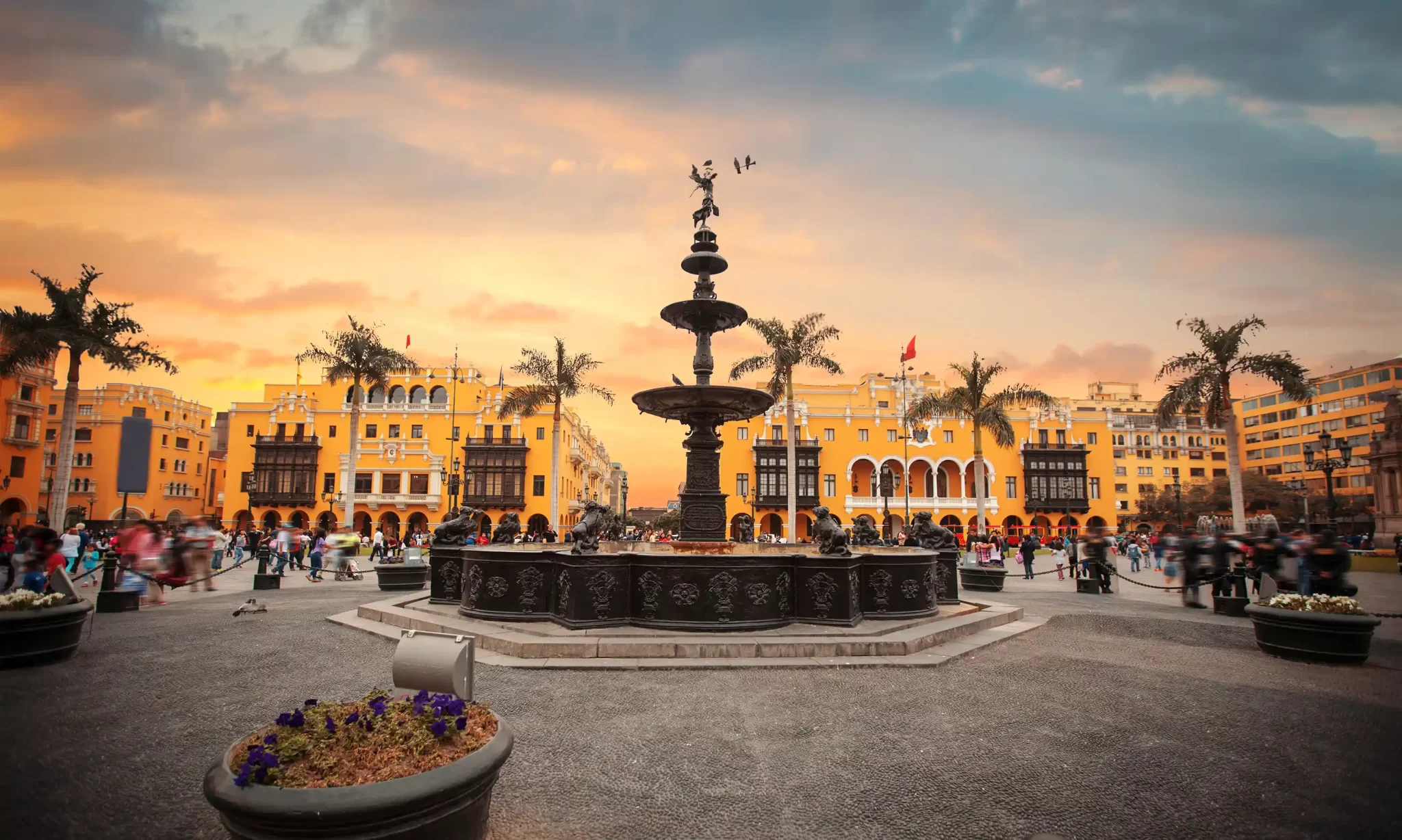 The Plaza de Armas and the Cathedral of Lima