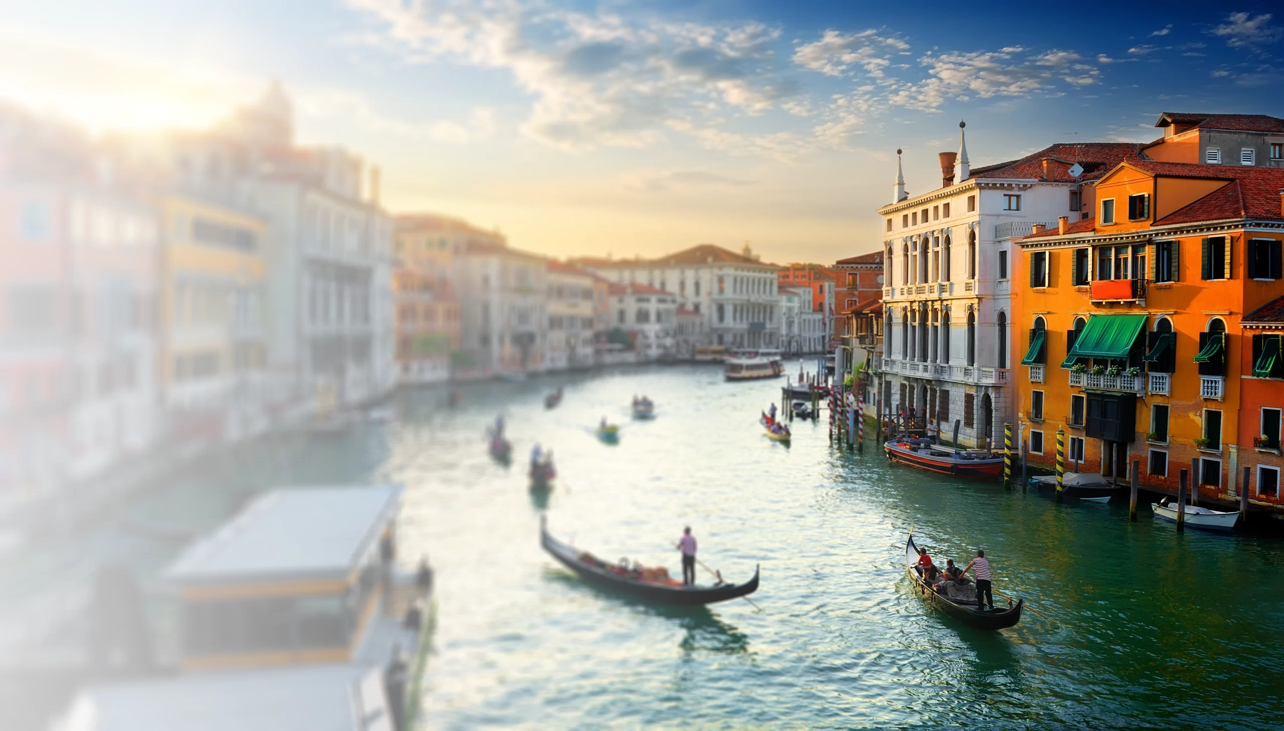 Gondolas on the Grand Canal in Venice