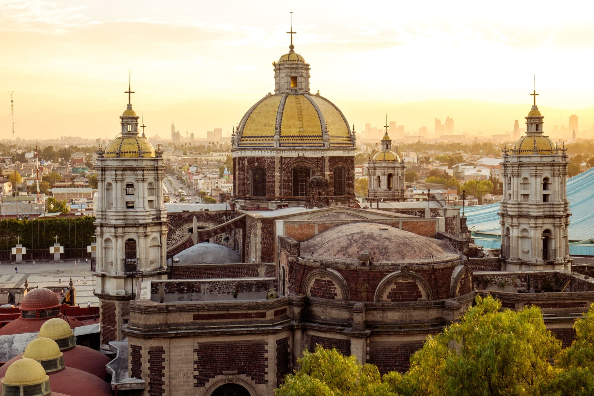 Church domes above the rooftops of Rome