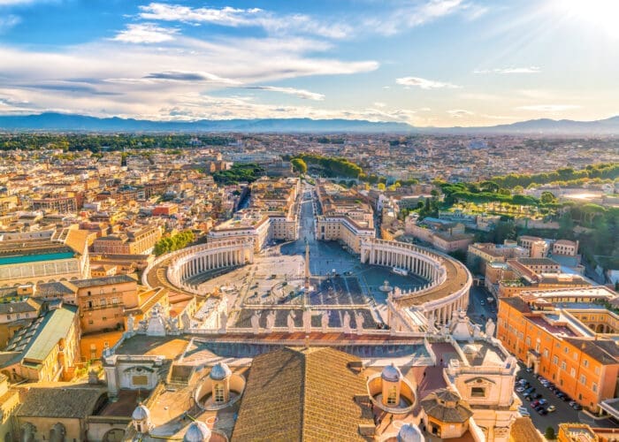 Aerial view of St. Peter's Square and Rome