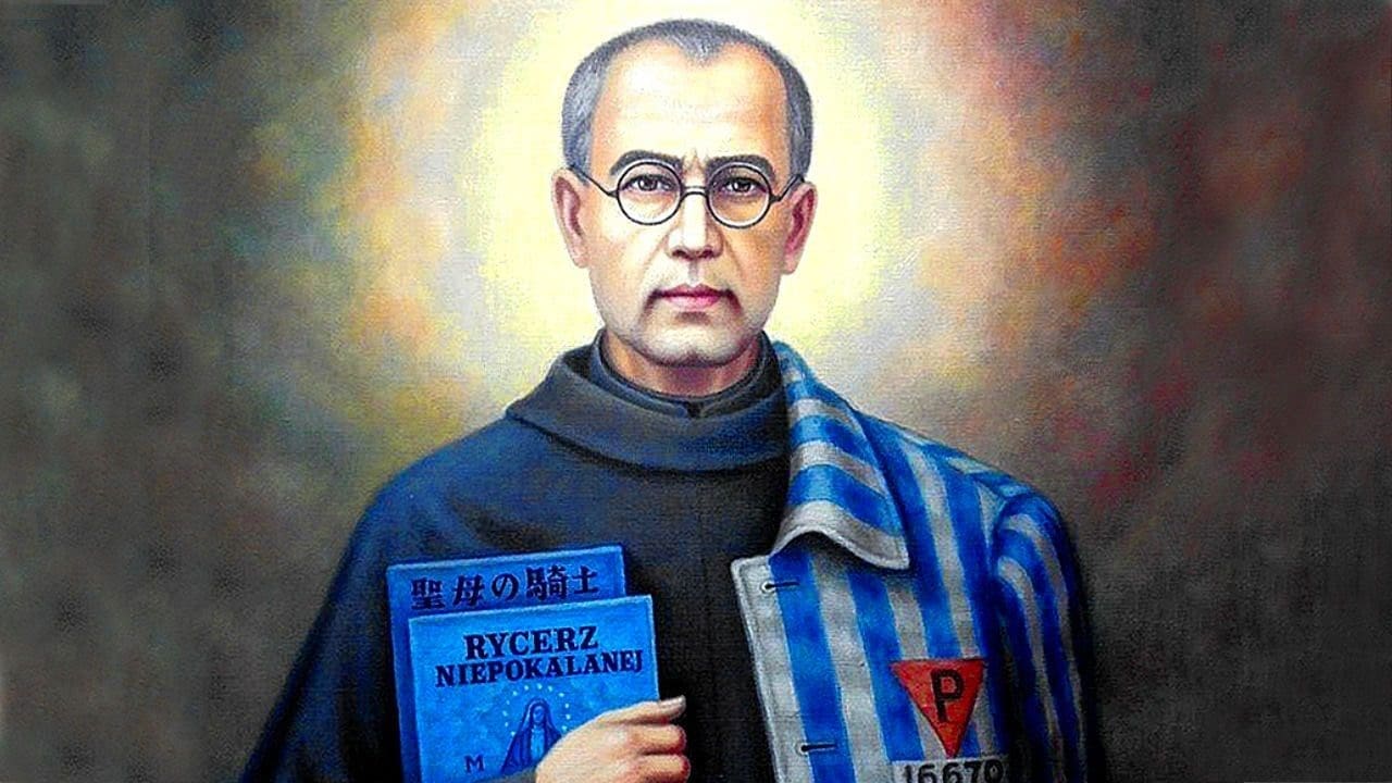 St. Maximilian Kolbe in the striped uniform of the camp