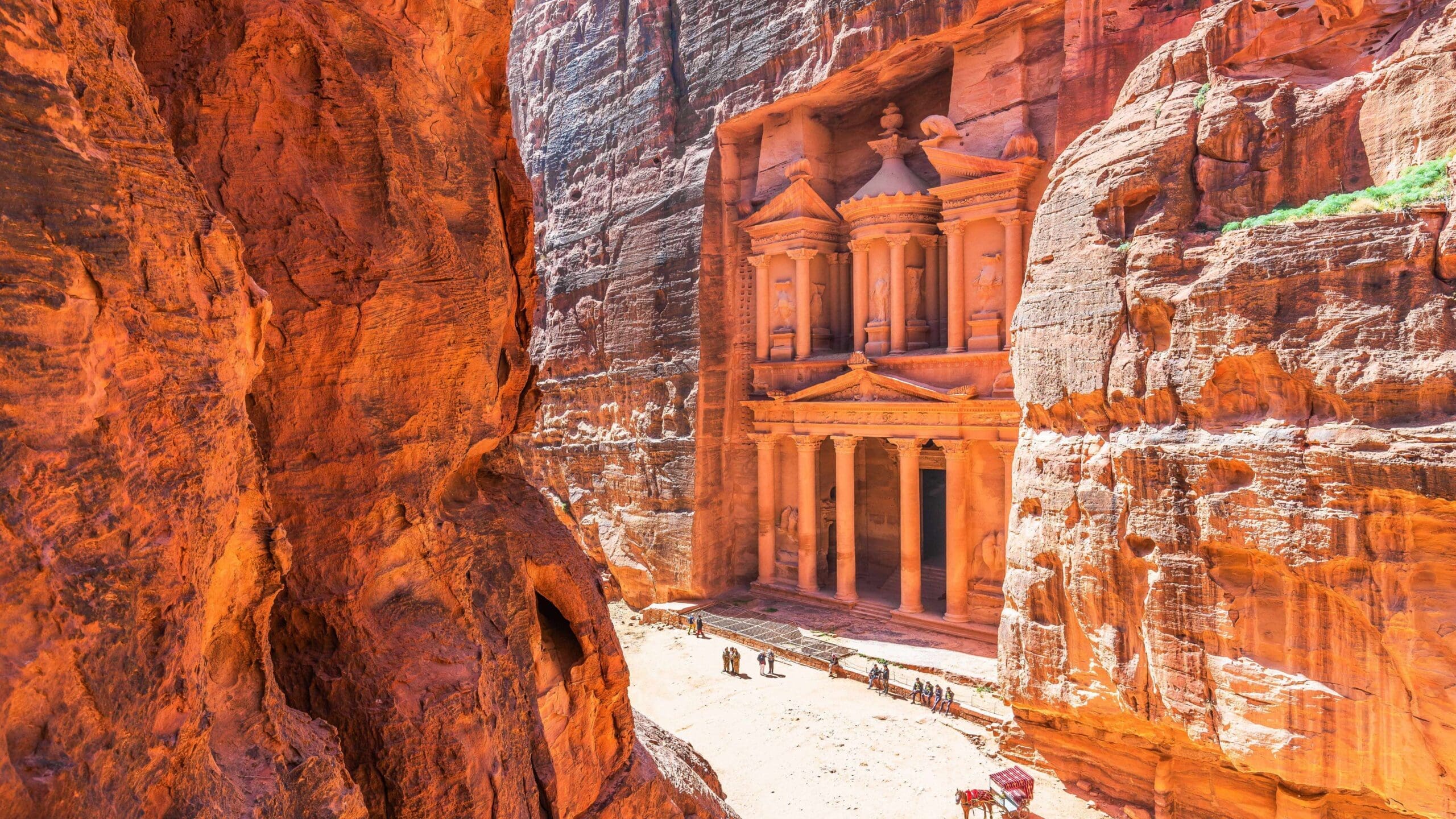 The Treasury at Petra seen from the Siq