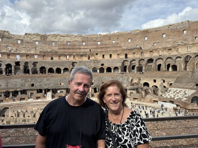 Patrick and Nancy Madrid inside the Colosseum in Rome